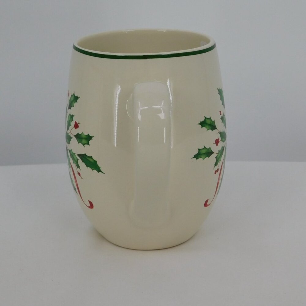 Lenox Holiday 18 oz Cocoa Mug Christmas Holly Motif 4.75" Tall New in Box - Picture 3 of 10